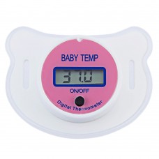 Digital Mouth Pacifier Thermometer with Protective Storage Cover for Babies (Pink)